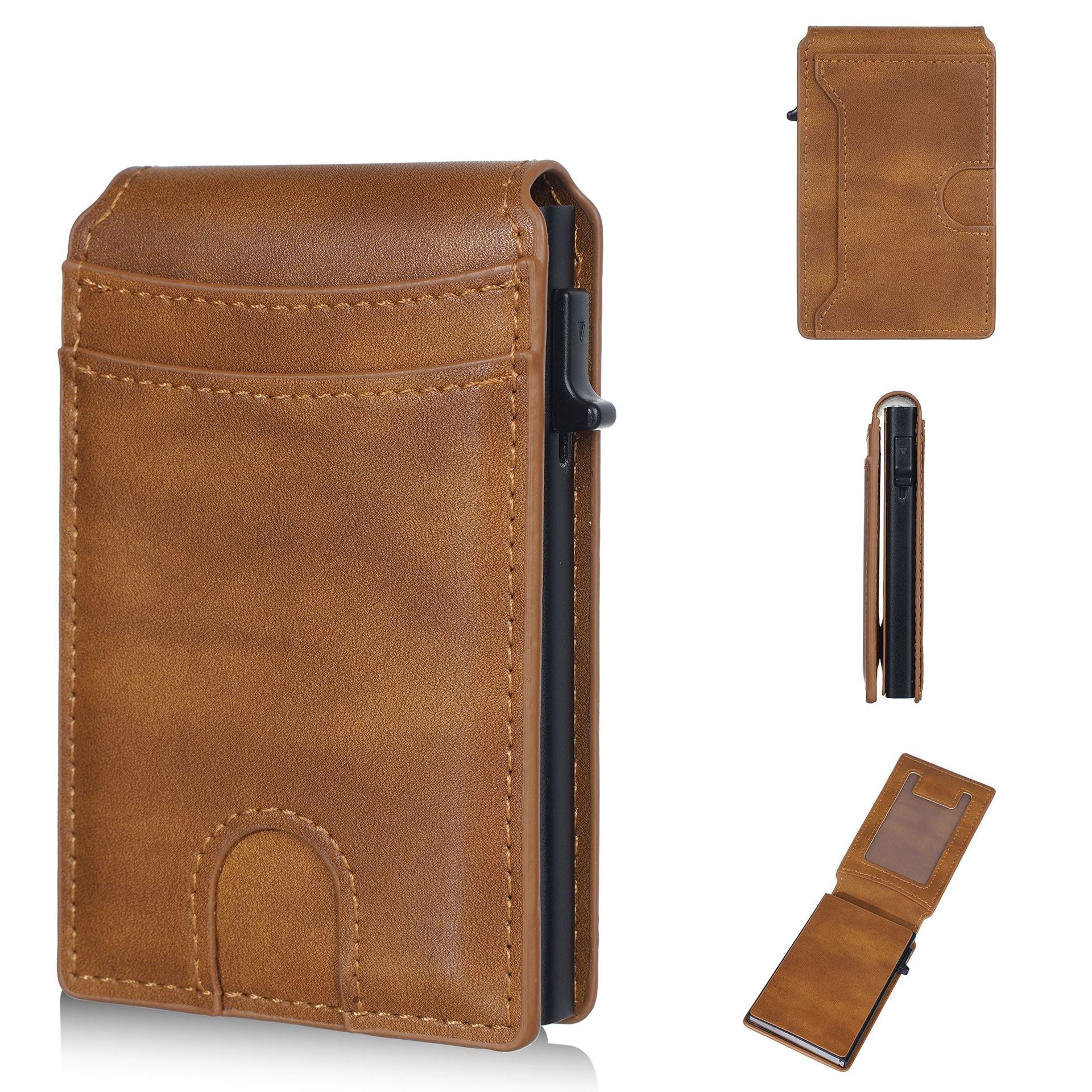 RFID Blocking Minimalist Pop-Up Wallet | One-Second Card Eject Design & Ultra Slim Pocket Wallet