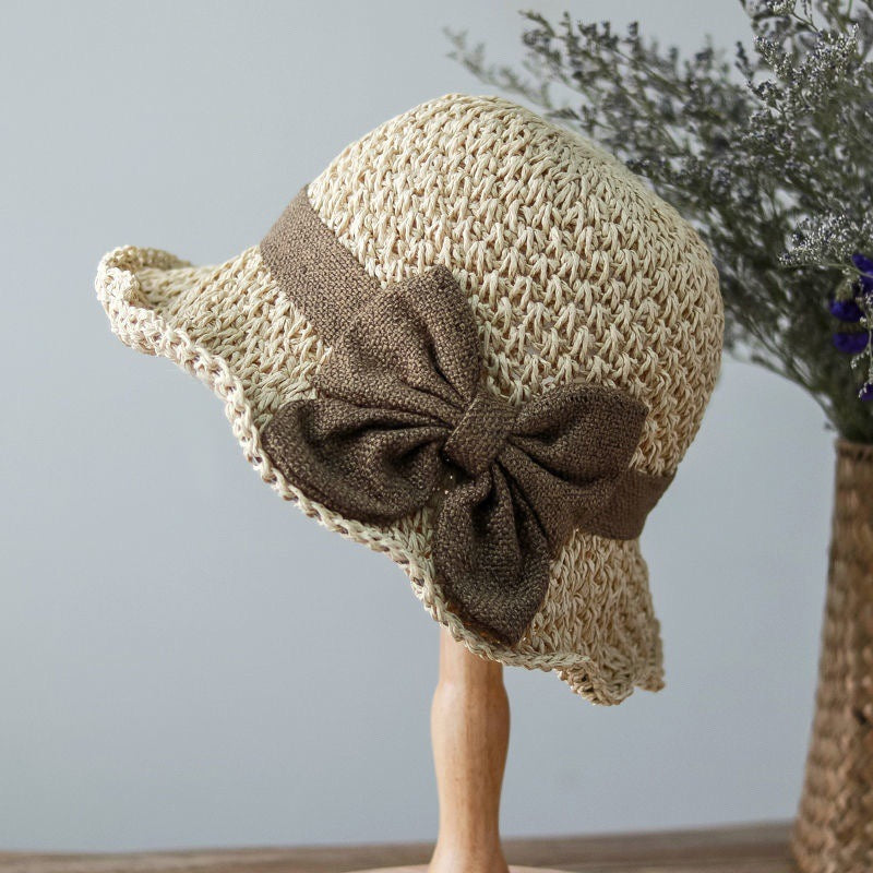 🔥✨Straw Hat with Retro Bow – Foldable & Breathable for Summer