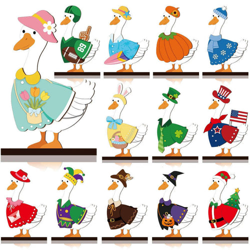 Cute Animal Wooden Sign with Interchangeable Hats for Home Decor