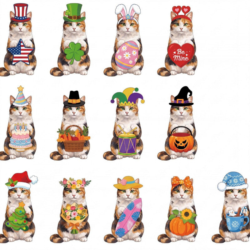Cute Animal Wooden Sign with Interchangeable Hats for Home Decor