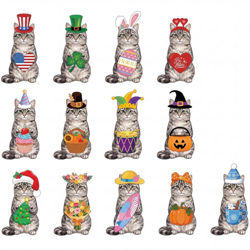 Cute Animal Wooden Sign with Interchangeable Hats for Home Decor