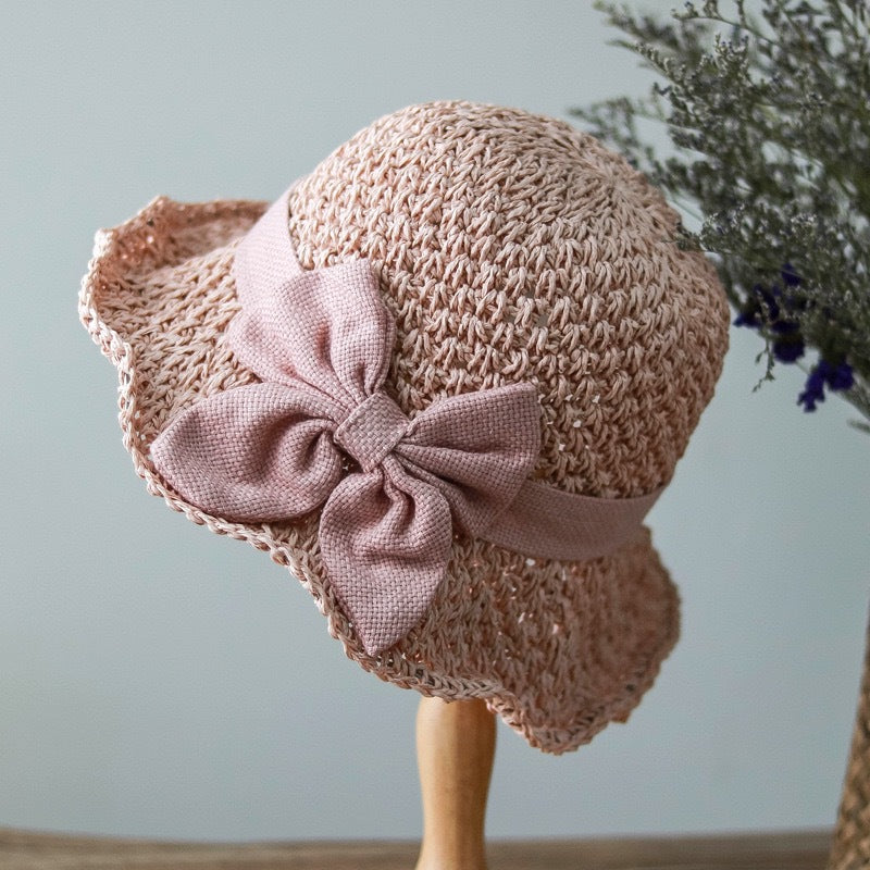 🔥✨Straw Hat with Retro Bow – Foldable & Breathable for Summer