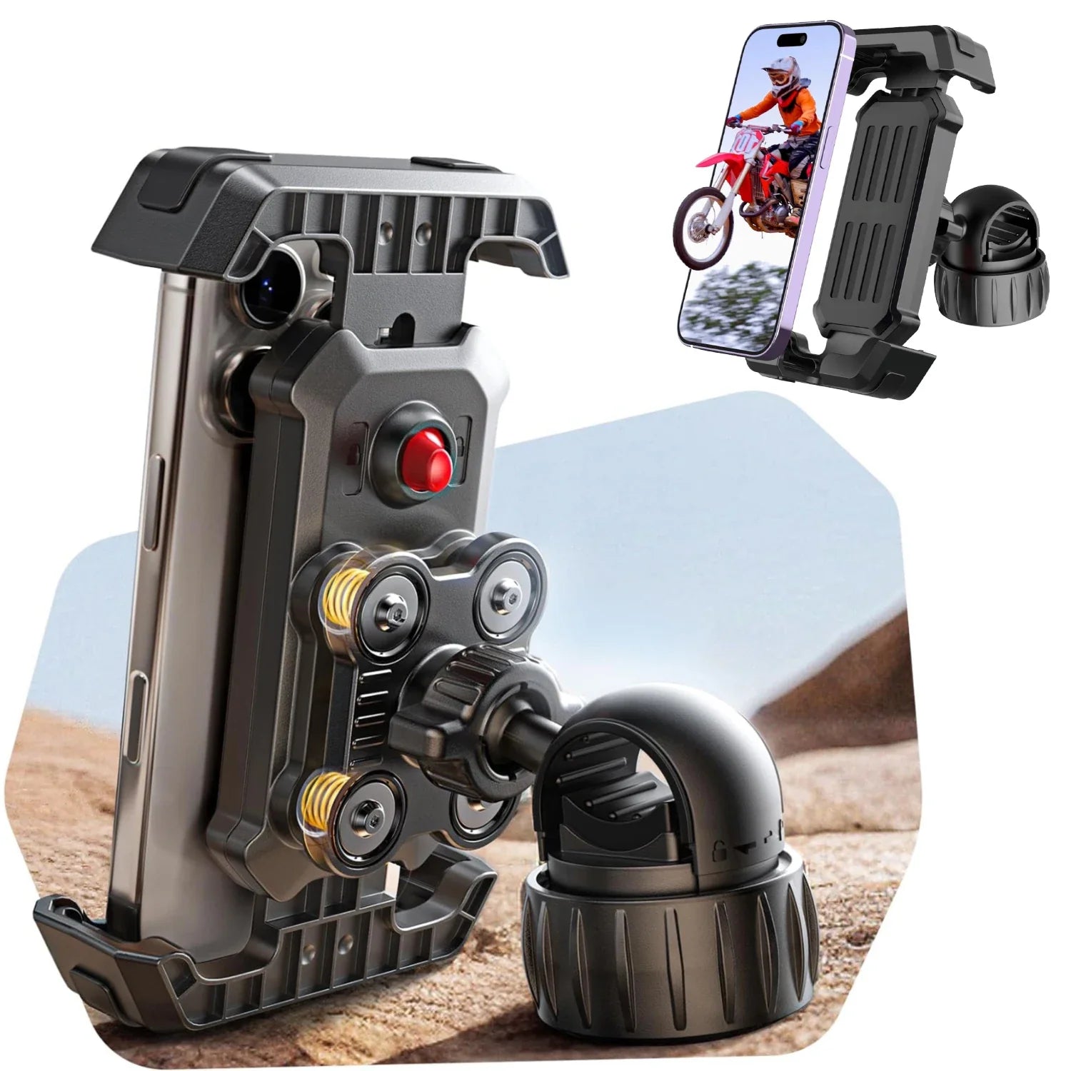 Lamicall Motorcycle Phone Mount - Dual Vibration Dampener & Anti Shake Motorcycle Cell Phone Holder for iPhone 15, 14, 13 Pro Max and More