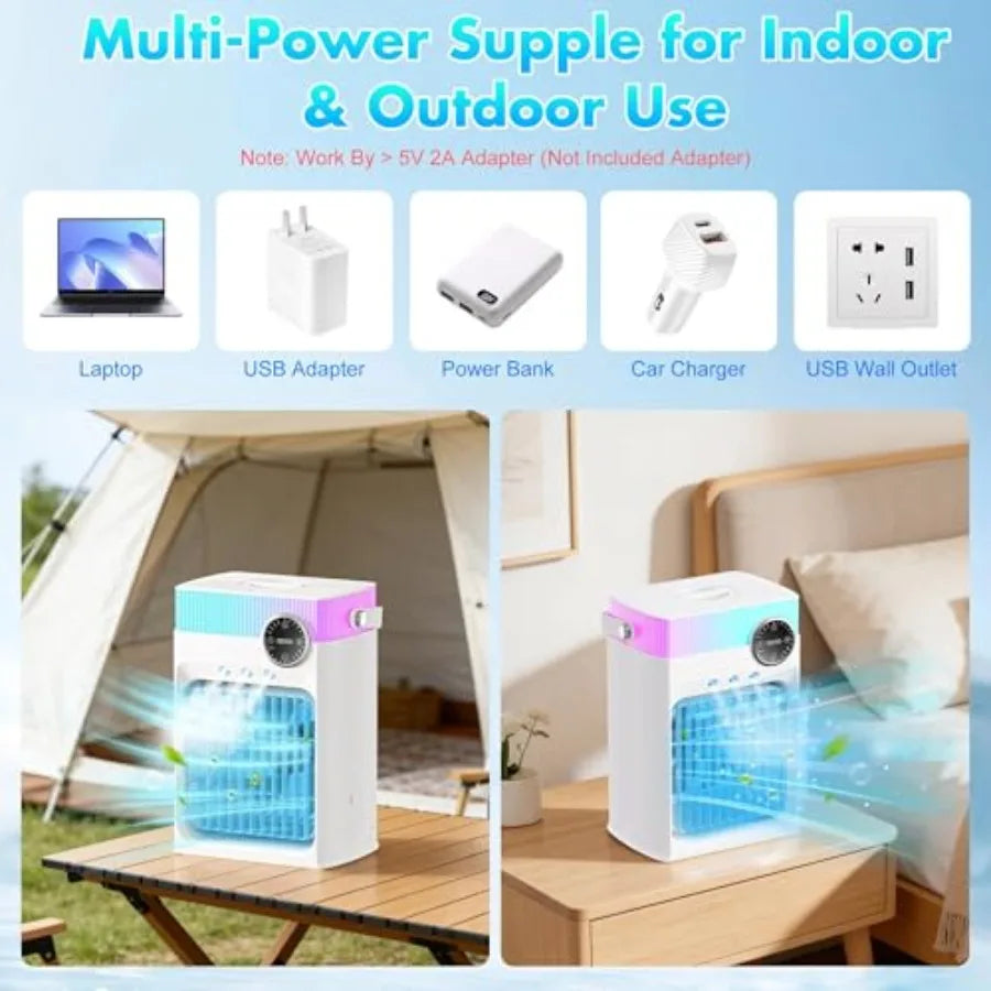 Portable Air Conditioners, Mini AC Unit Cooling Fan for Bedroom, 1200ML Small Air Cooler Fans with Remote, 3 Mist, 3 Speed, 8 L