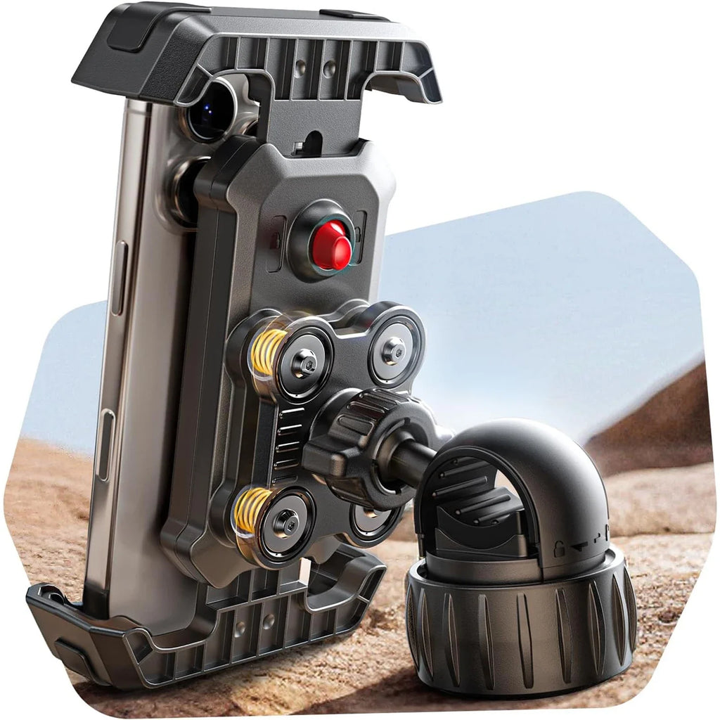 Lamicall Motorcycle Phone Mount - Dual Vibration Dampener & Anti Shake Motorcycle Cell Phone Holder for iPhone 15, 14, 13 Pro Max and More