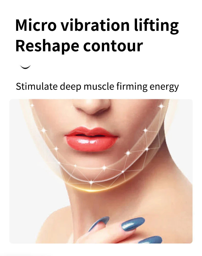 LED Photon Therapy Facial Slimming Vibration Massager Facial Lifting Device Facial Heated Double Chin V Face Vibration Massager