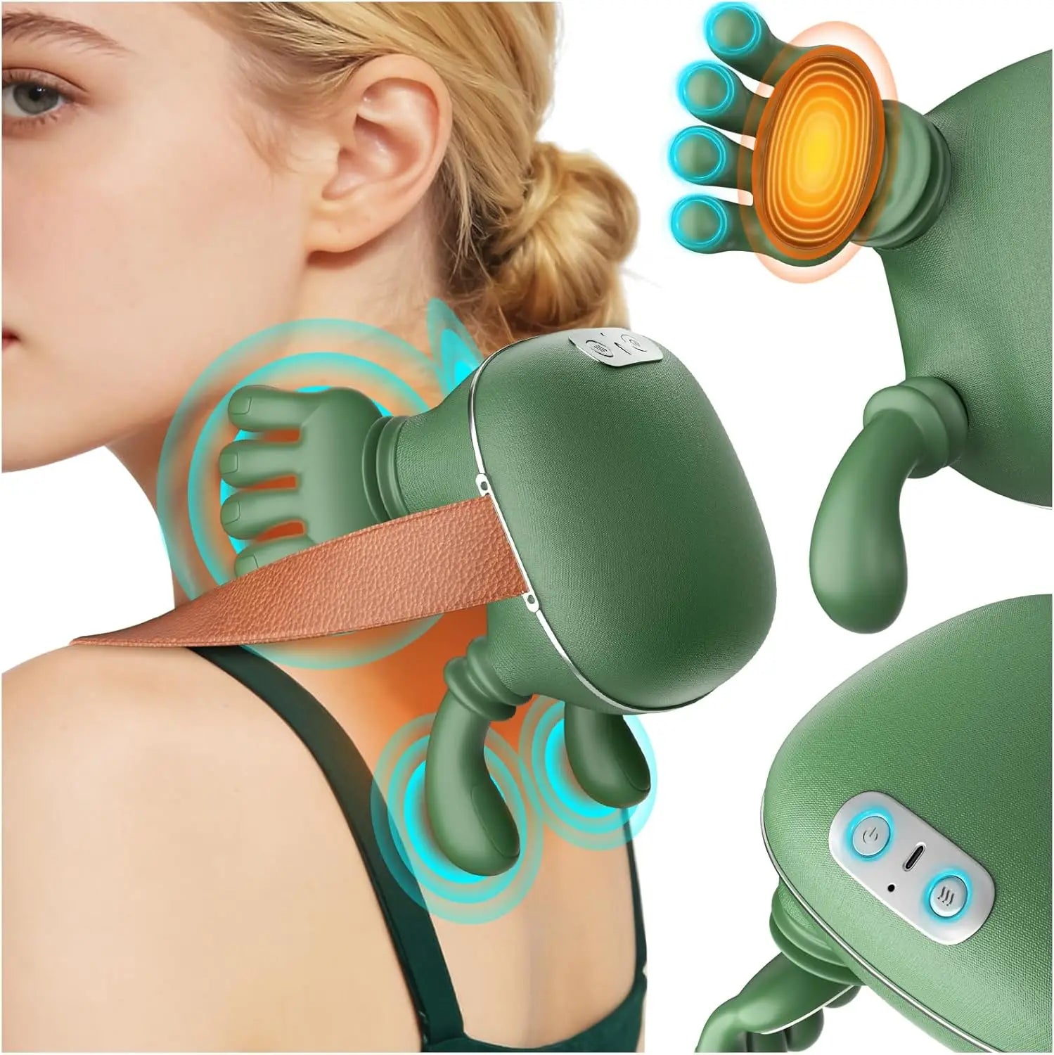 Heated Kneading Neck Massager Pillow – Cervical Relief