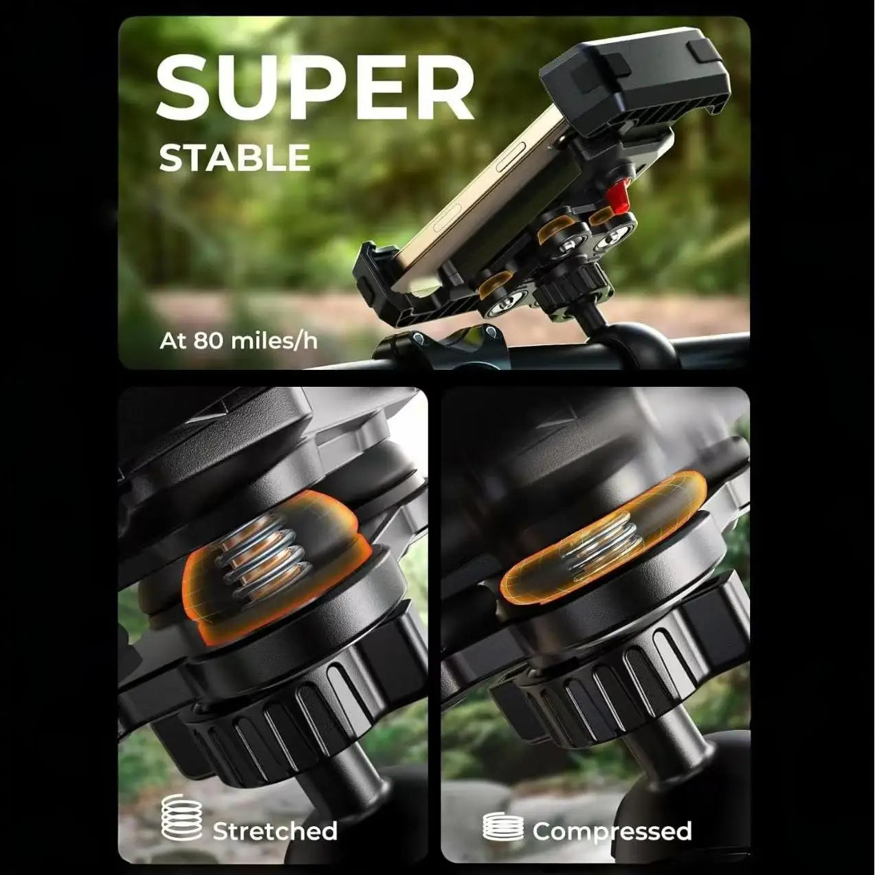 Lamicall Motorcycle Phone Mount - Dual Vibration Dampener & Anti Shake Motorcycle Cell Phone Holder for iPhone 15, 14, 13 Pro Max and More