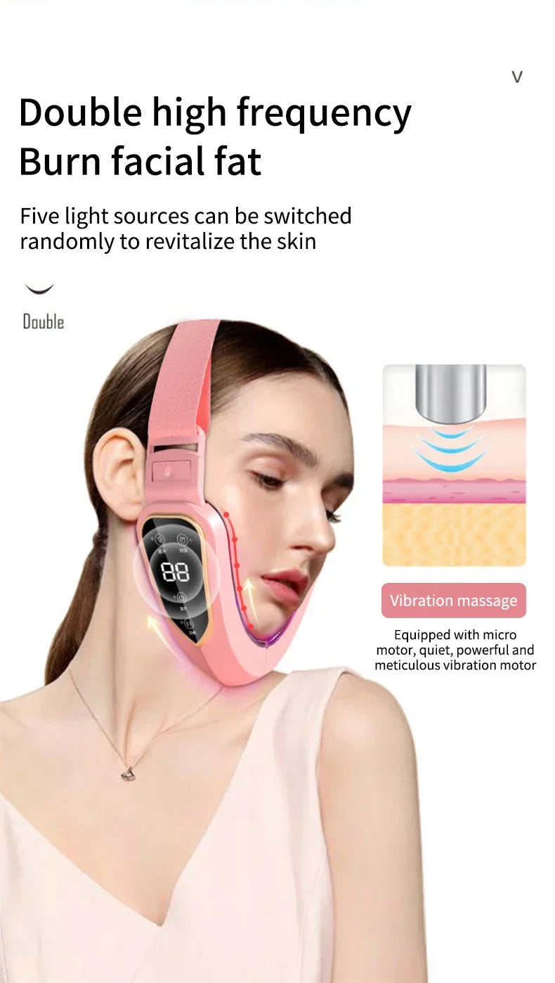 LED Photon Therapy Facial Slimming Vibration Massager Facial Lifting Device Facial Heated Double Chin V Face Vibration Massager