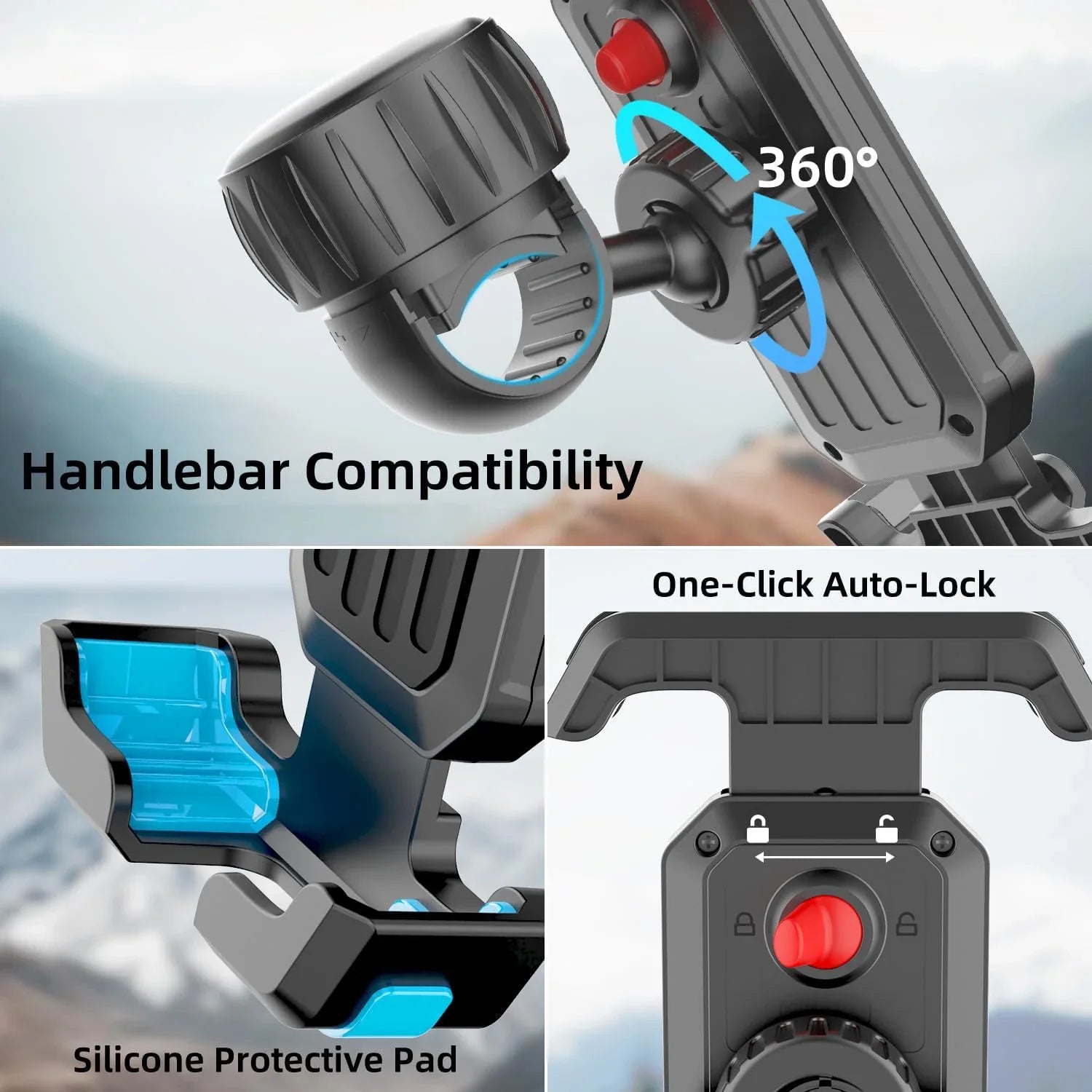 Lamicall Motorcycle Phone Mount - Dual Vibration Dampener & Anti Shake Motorcycle Cell Phone Holder for iPhone 15, 14, 13 Pro Max and More