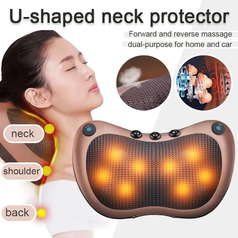 Neck Massager Home Car Neck Cervical Massage Electric Multifunctional Massage Pillow Waist Back Relaxation Device