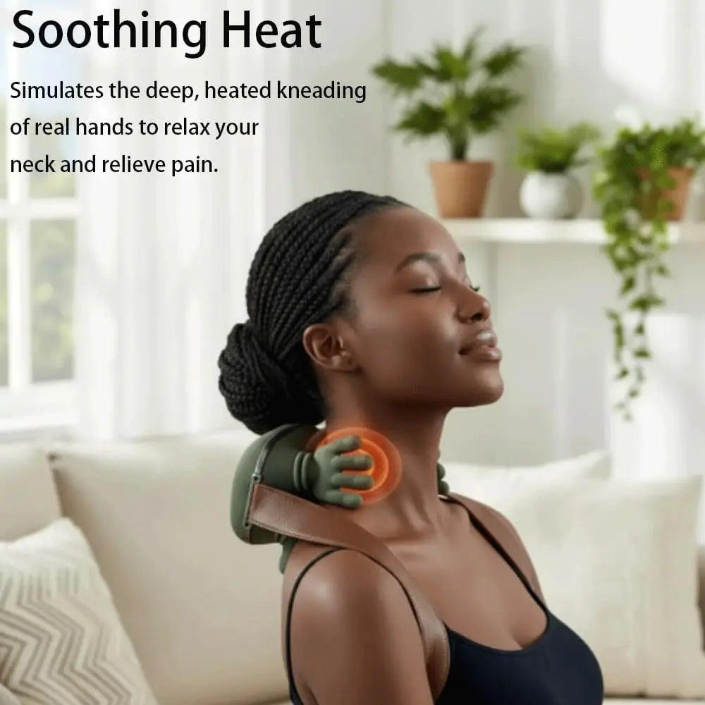 Heated Kneading Neck Massager Pillow – Cervical Relief