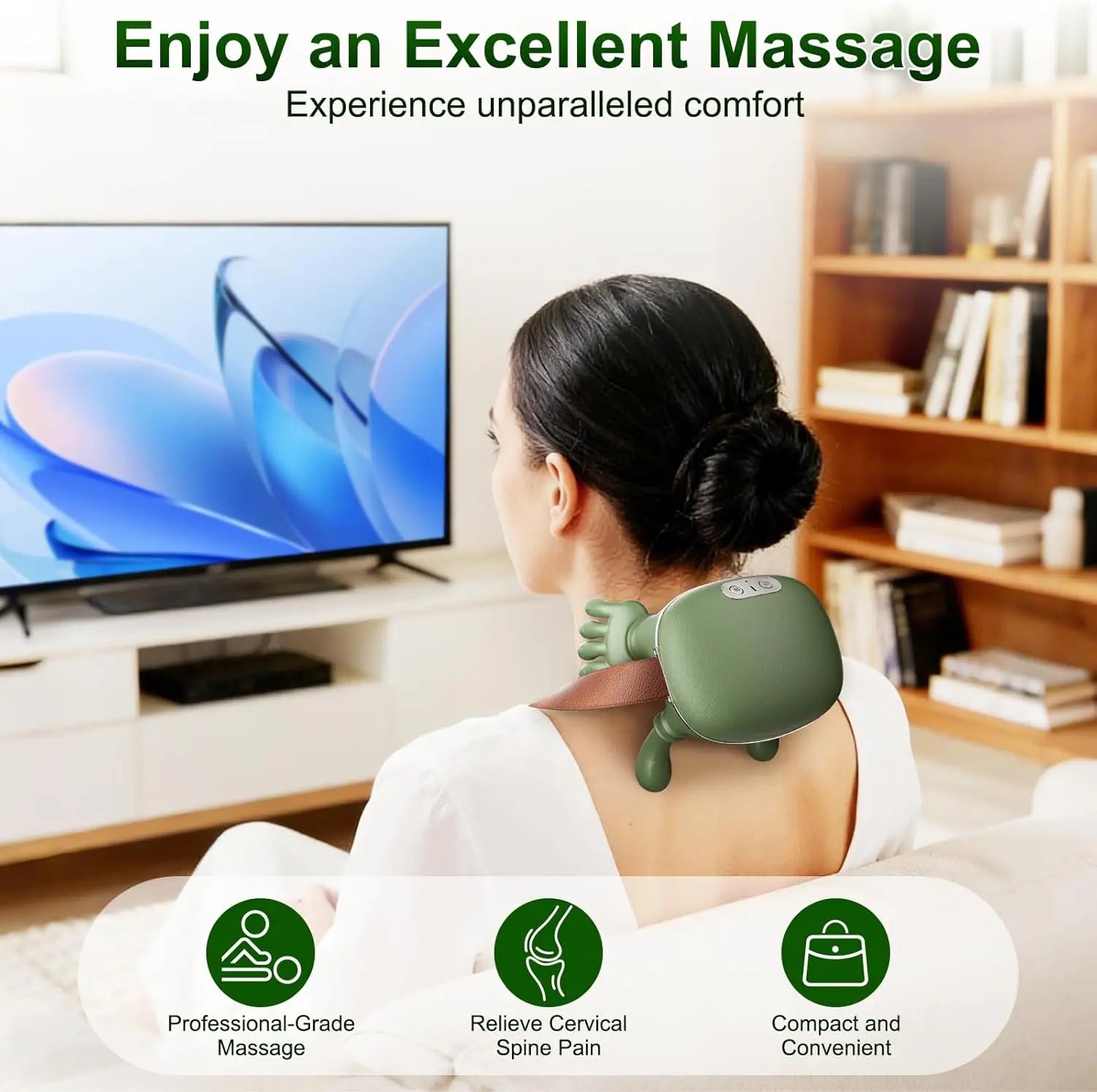Heated Kneading Neck Massager Pillow – Cervical Relief