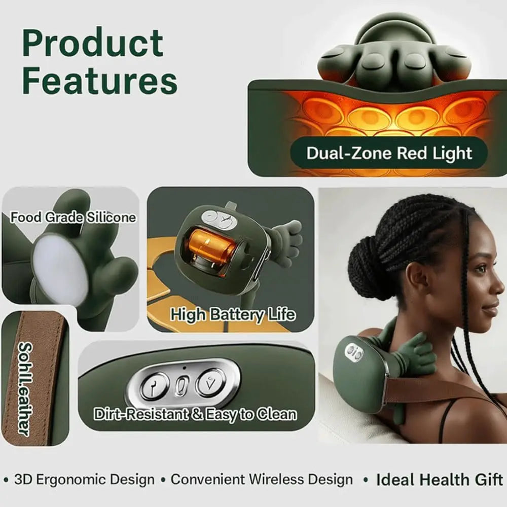 Heated Kneading Neck Massager Pillow – Cervical Relief