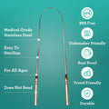 Tongue Scraper (2 Pack), 420 Medical-grade Stainless Steel Tongue Cleaner, Aids in Fresh Breath & Oral Care