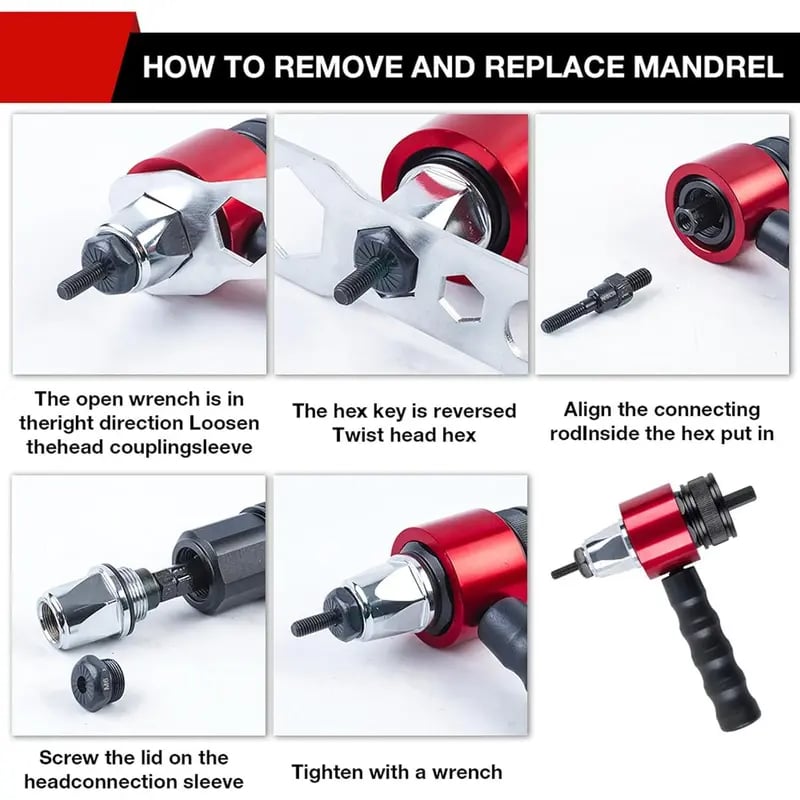 🔥LAST DAY 49% OFF - 🛠️Electric Drill Rivet Nut Gun Adapter Kit (M3-M8)