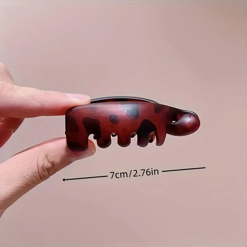 💎Women's 4 Non-Slip Banana Hair Clips - Vintage Oval Leopard Print, Amber and Black