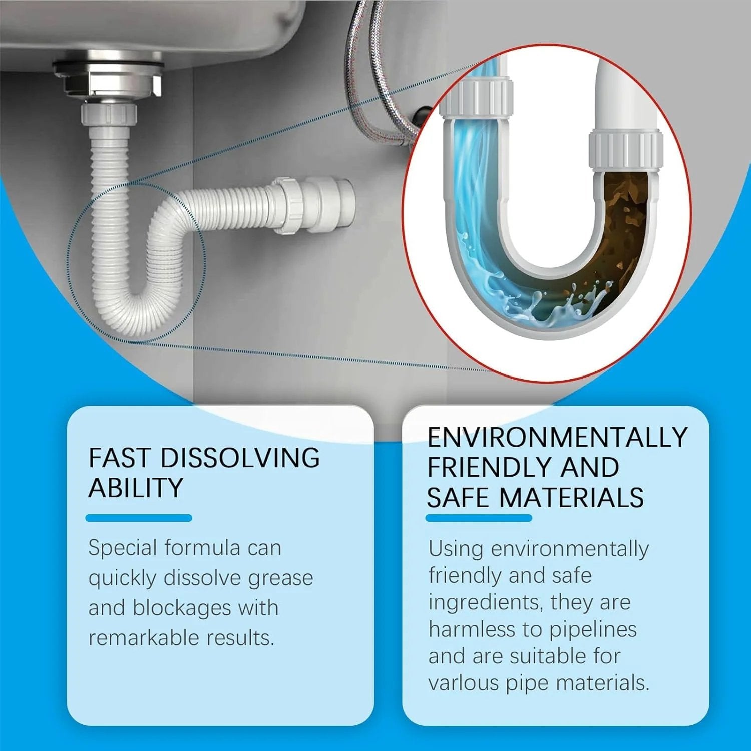 Fast Dissolve Drain Clog Remover Tablets Household Pipe Deodorant Cleaner