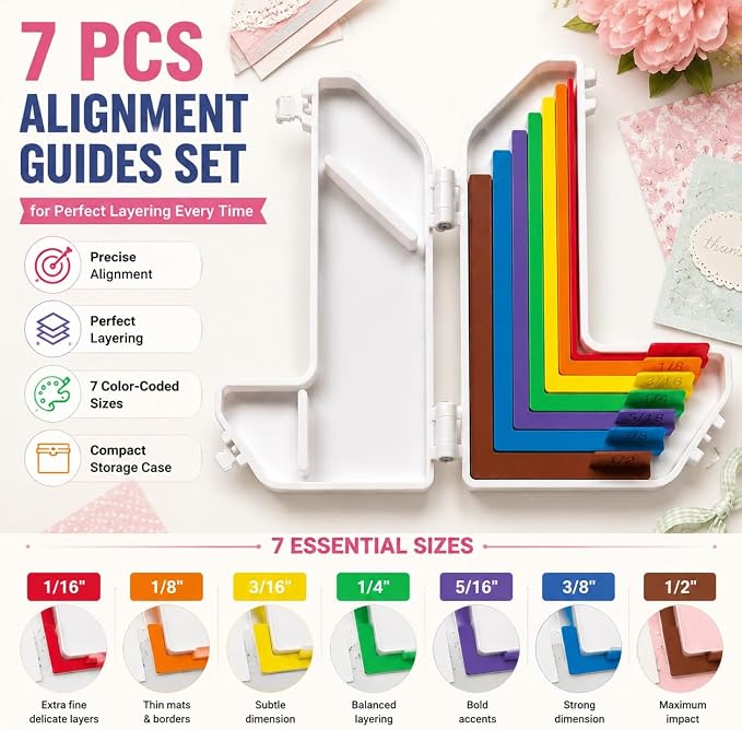 Paper Crafting Alignment Guide Set with Case, 7 PCS Precision Layering