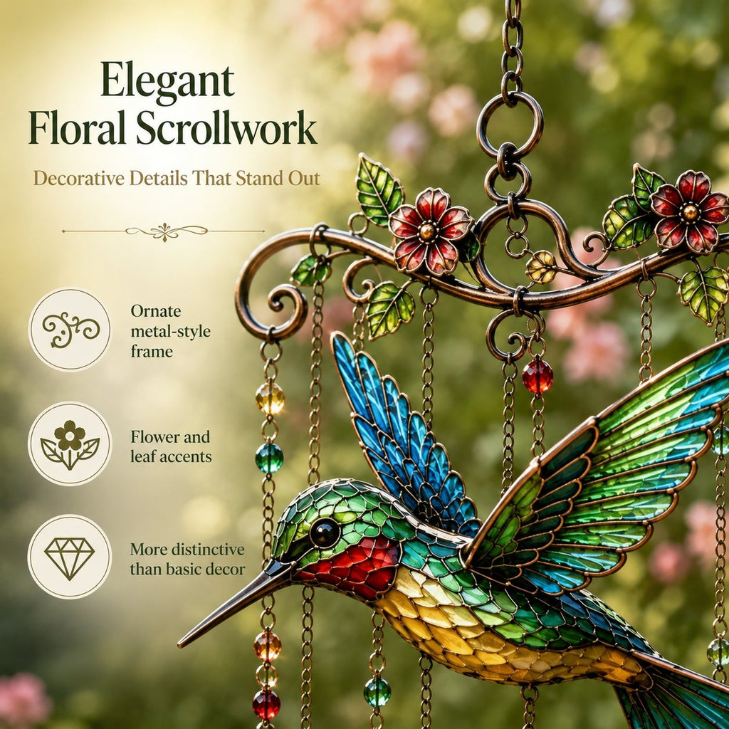 🌸Elegant Hummingbird Garden Wind Chime Suncatcher