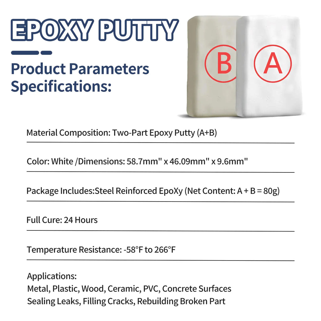 Steel Reinforced Epoxy Repair Putty Waterproof Heat Resistant Drillable Filler for Metal PVC Pipe Plastic Wood Ceramic