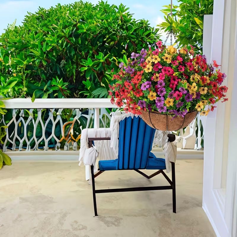FREE SHIPPING!🔥Simulated Hanging Flower Basket 🌸No Watering💧. No Wilting. Just Perfect Blooms.