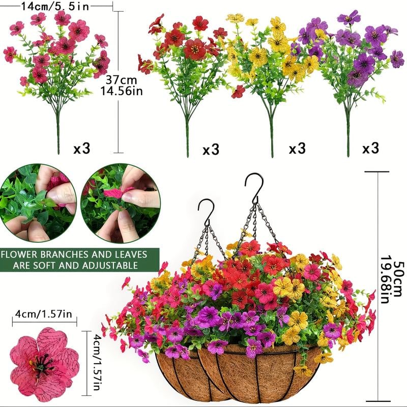 FREE SHIPPING!🔥Simulated Hanging Flower Basket 🌸No Watering💧. No Wilting. Just Perfect Blooms.