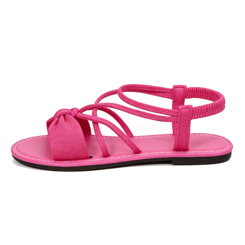 Knot-Front Elastic Ankle Sandals – Easy Slip-On with Arch Support
