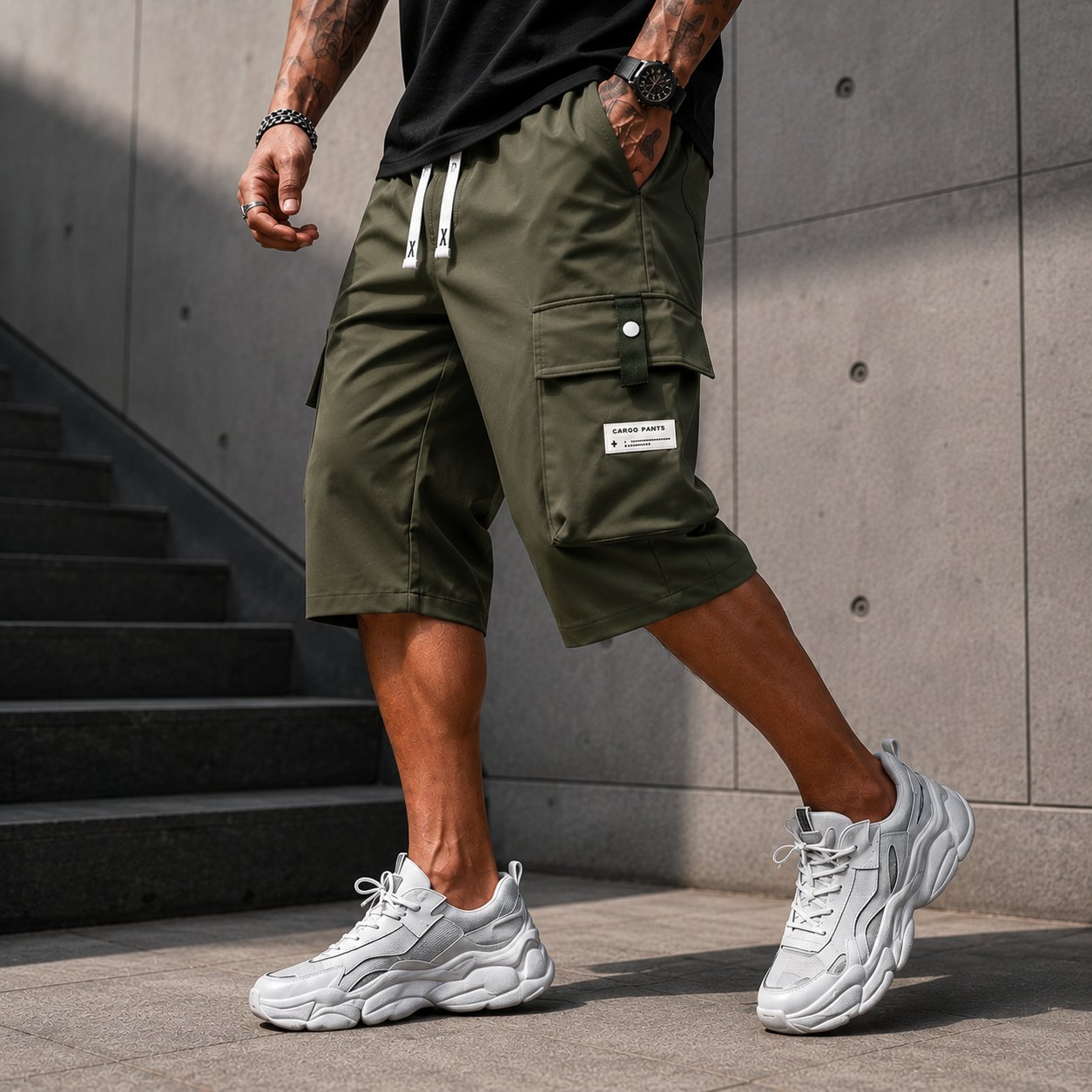 ⏳LAST DAY SALE 57% OFF !!📢Men's Casual Drawstring Capri Cargo Pants 🔥Buy 2 Get Free Shipping !