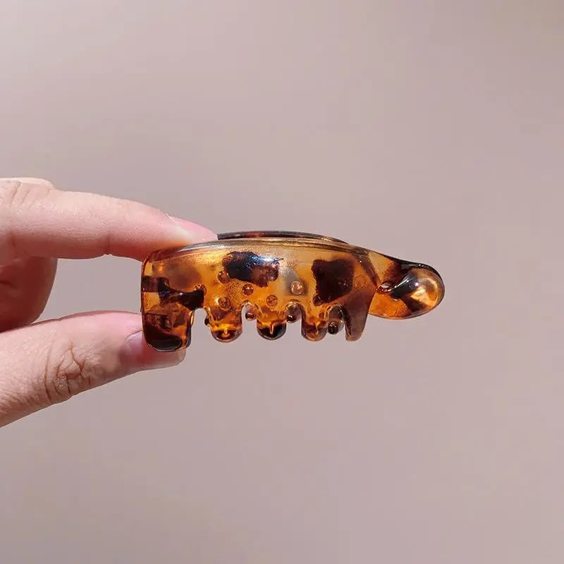💎Women's 4 Non-Slip Banana Hair Clips - Vintage Oval Leopard Print, Amber and Black