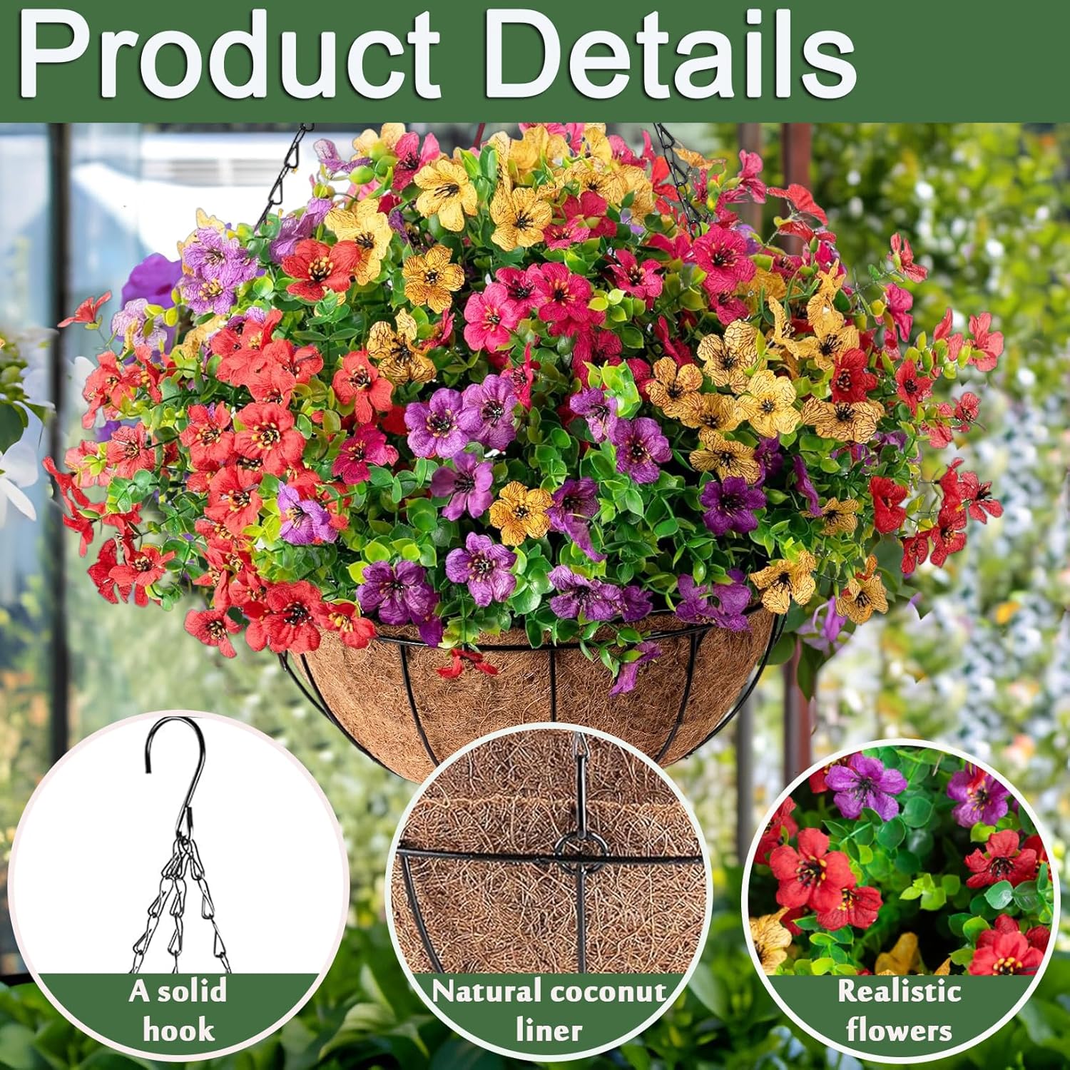 FREE SHIPPING!🔥Simulated Hanging Flower Basket 🌸No Watering💧. No Wilting. Just Perfect Blooms.