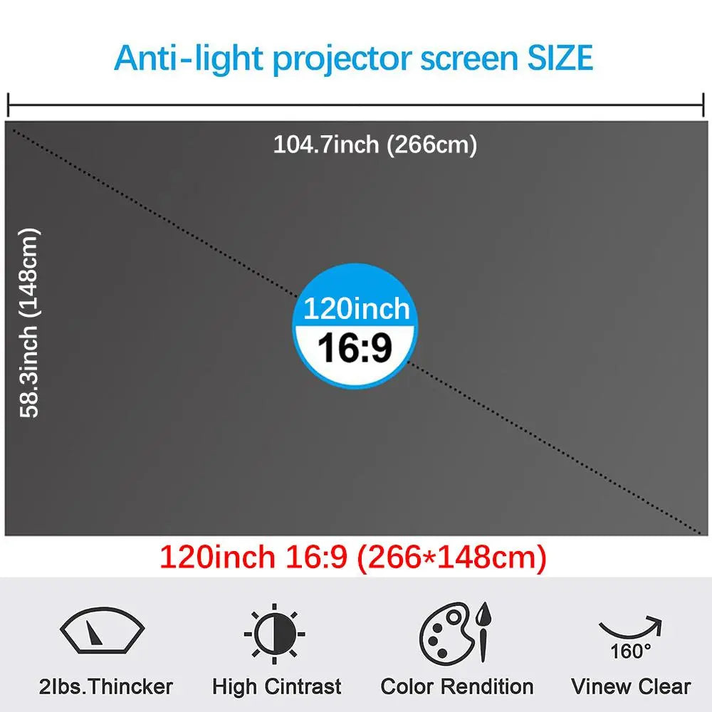 4K Anti-Ambient Light Projector Screen | Foldable Home Theater Screen