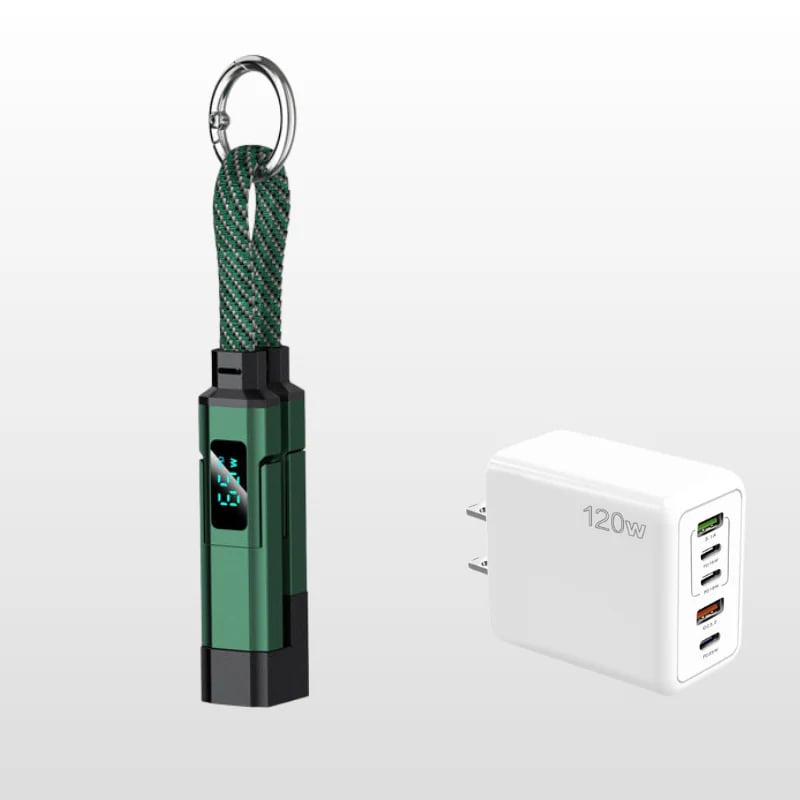 🔌 4-in-1 Charging Cable with Digital Display & Keychain – Fast-Charging, Kink-Resistant & Compact