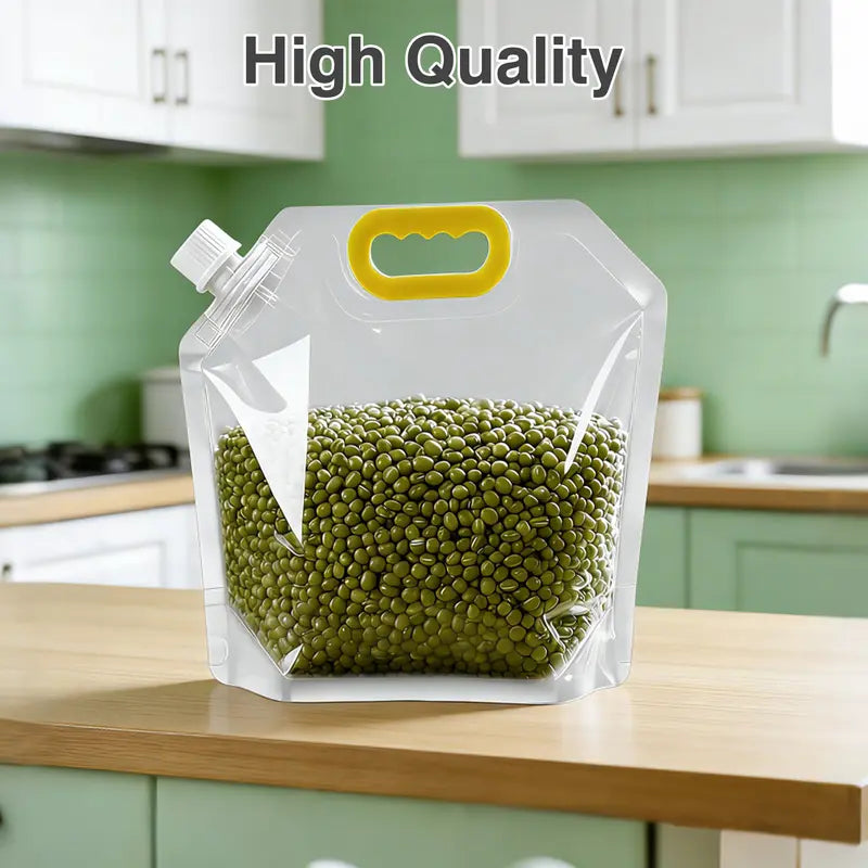 🔥5 Counts Reusable Food Sealed Bags, leak proof design, prevent liquid spillage