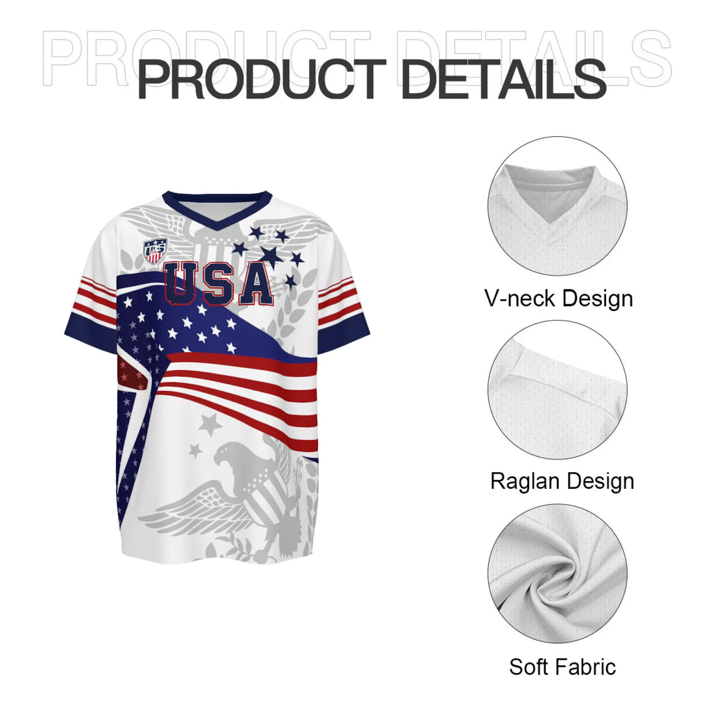 ⚽️V-Neck USA Bald Eagle Graphic Soccer Jersey, 2026 USA Fans Jersey, Gift for Soccer Fans, America Soccer Jersey for Player