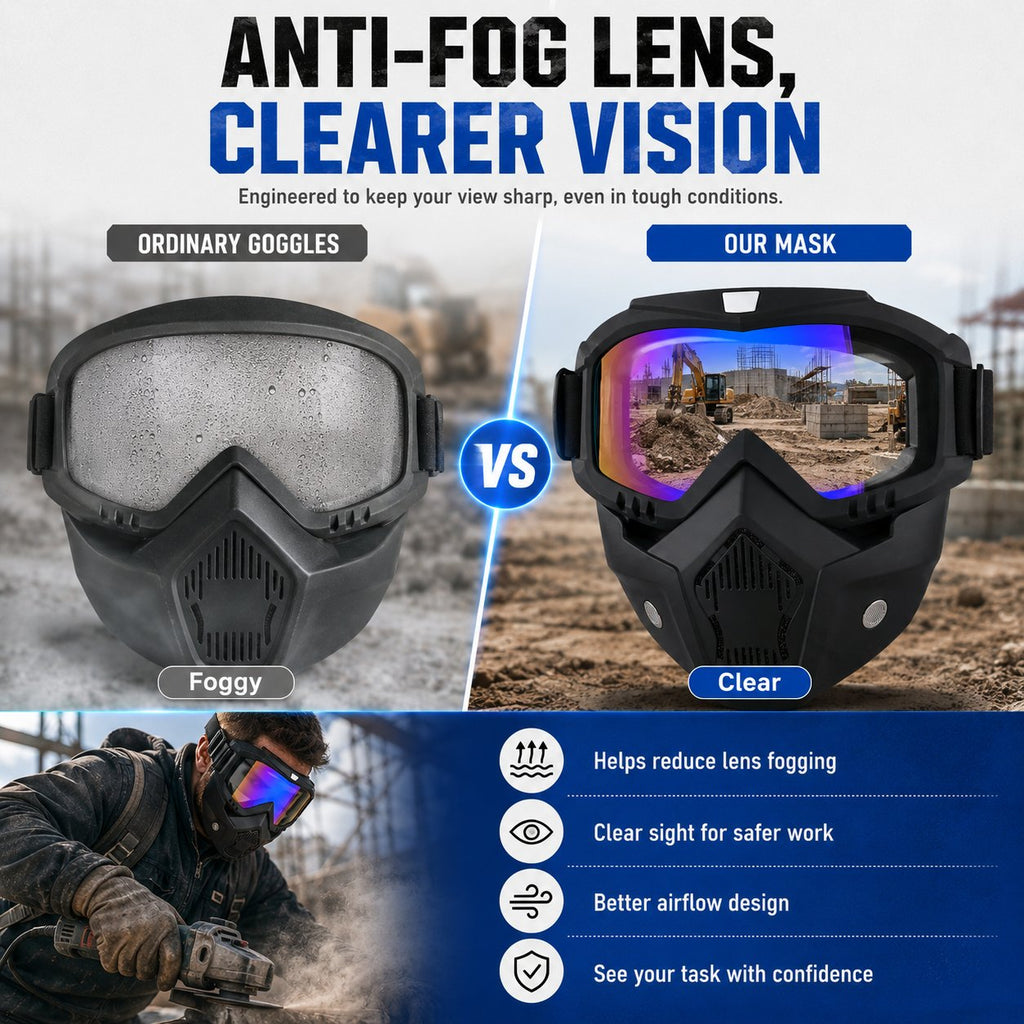🤿Multi-Functional Protective Face Mask - Auto-Darkening Welding Goggles, Anti-Fog Skiing Shield & Dustproof Yard Work Gear - All-Terrain Safety Mask