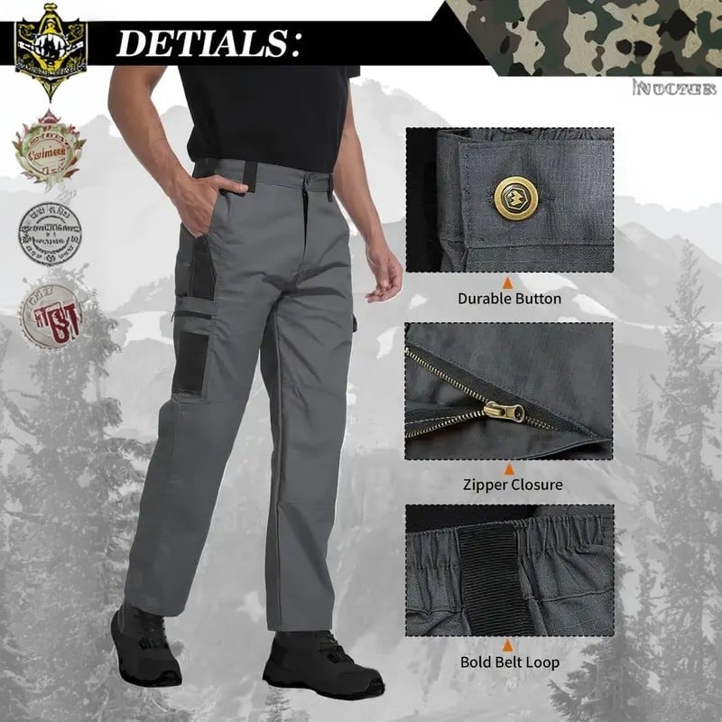 🔥LAST DAY 50% Men's - Waterproof Tactical Work Pants - Solid Color with Multi-Pockets for Outdoor Activities