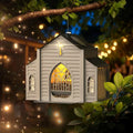 Church-Shaped Metal Bird Feeder with Solar Light