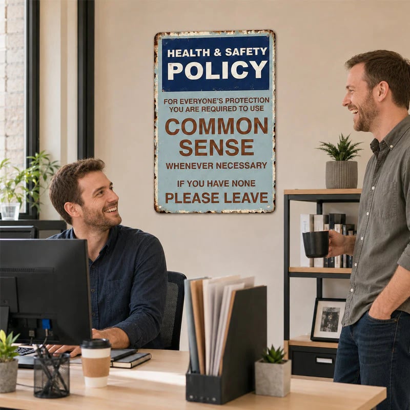 🔥LAST DAY 50% OFF - 😂🤘Sarcastic "Common Sense Policy" Vintage Metal Sign