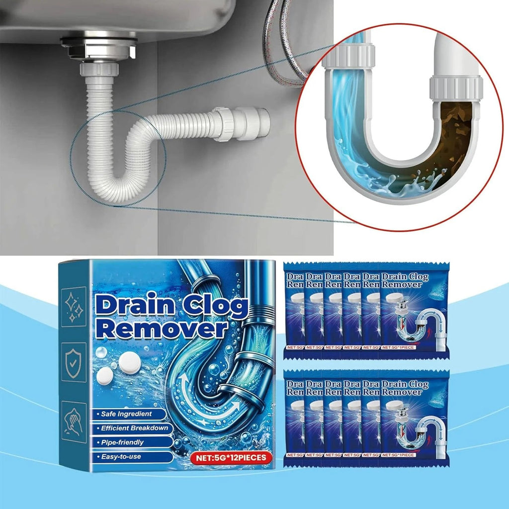 Fast Dissolve Drain Clog Remover Tablets Household Pipe Deodorant Cleaner