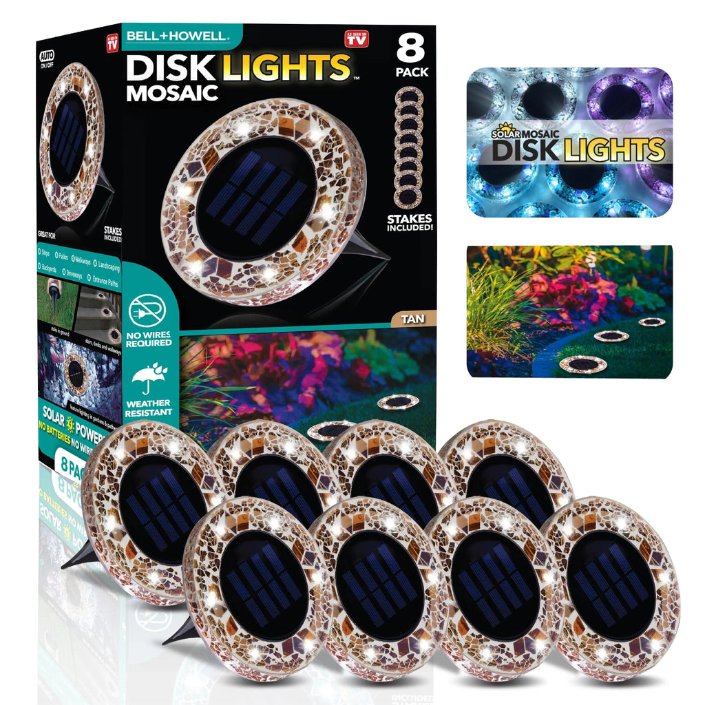 ✨4/8 Pack Solar Outdoor Mosaic Disk Lights, Waterproof Decorative Pathway LED Light
