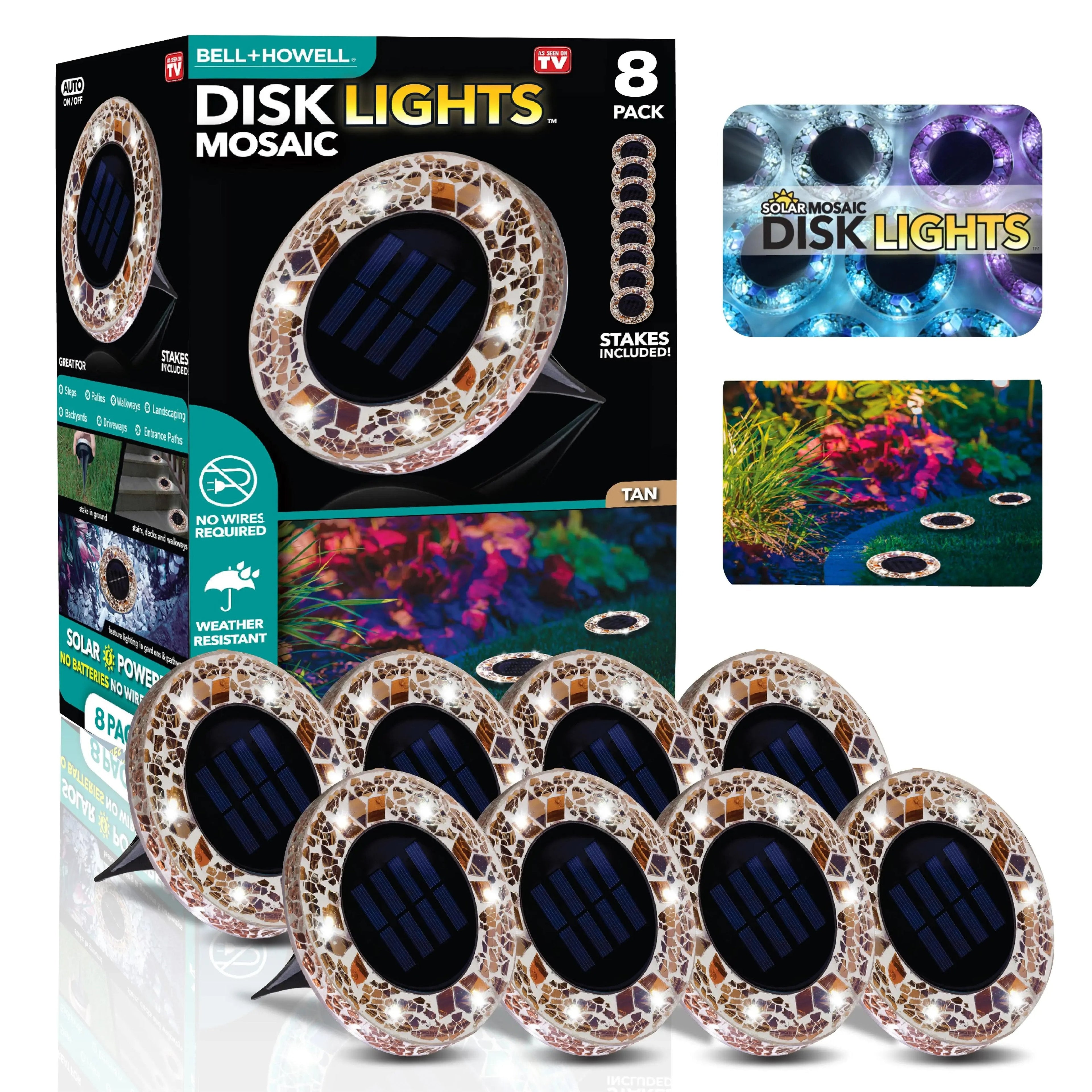 ✨4/8 Pack Solar Outdoor Mosaic Disk Lights, Waterproof Decorative Pathway LED Light