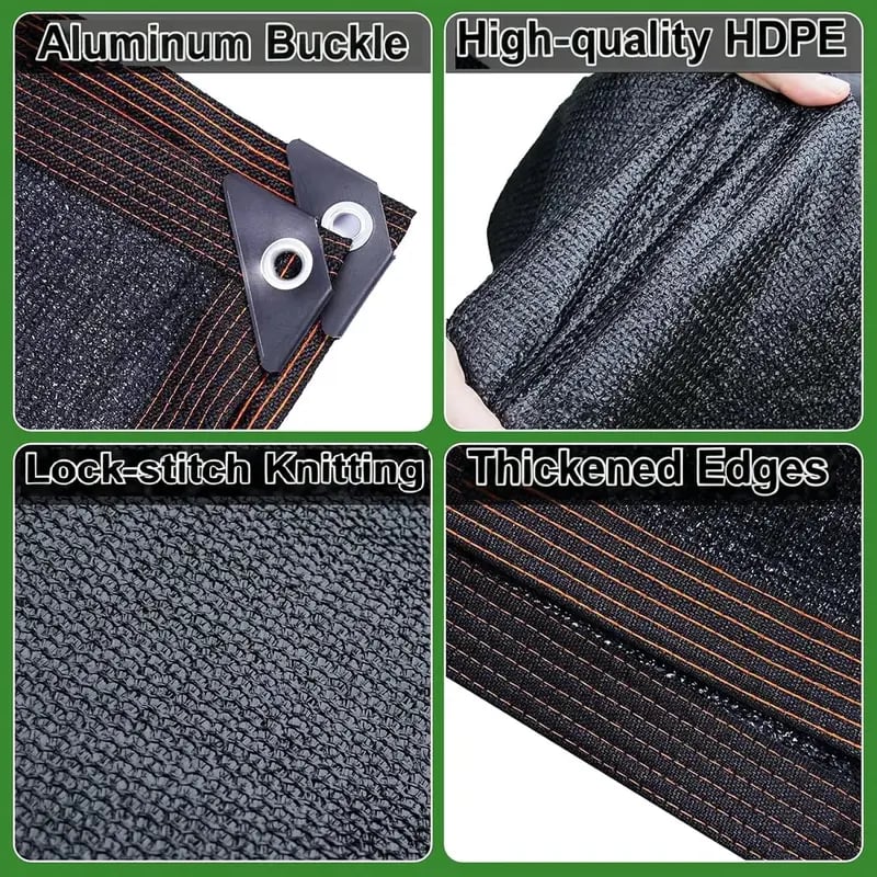 🎖️90% Blackout Cloth (Black) - 10 x 13ft UV-Resistant Shade Net with Reinforced Rivets