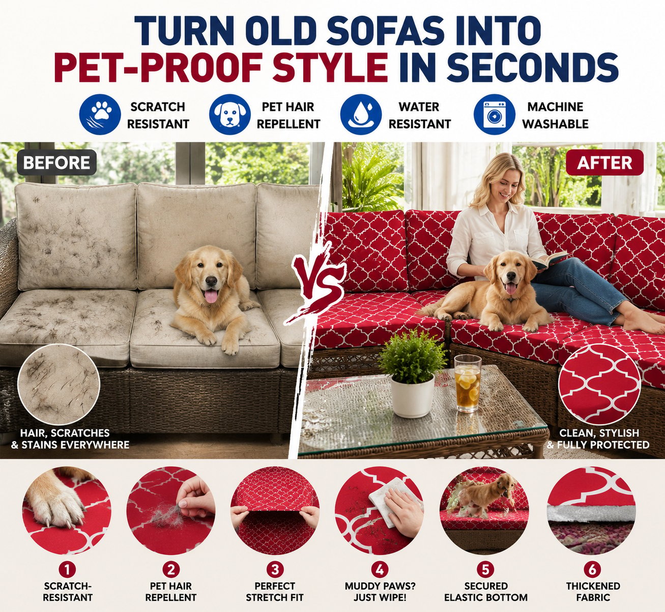 Outdoor Patio Sofa Cushion Covers 🛋️
