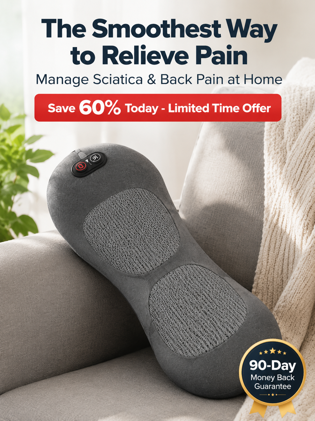 🔥Hot sale🔥60% OFF! Relieve pain with this ergonomically designed electric lumbar massage pillow - 3D kneading, heated support, suitable for office, car, and home use.