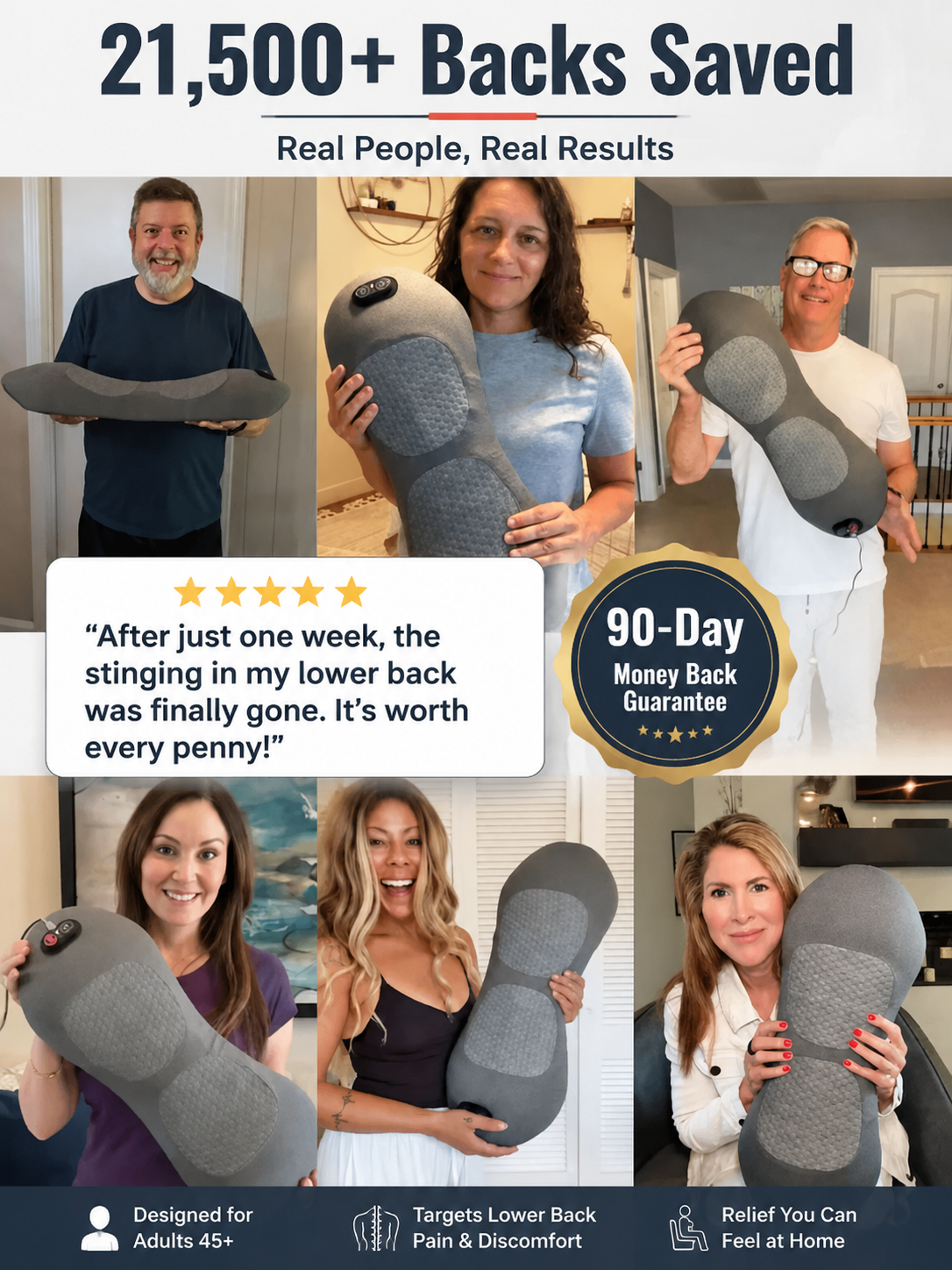 🔥Hot sale🔥60% OFF! Relieve pain with this ergonomically designed electric lumbar massage pillow - 3D kneading, heated support, suitable for office, car, and home use.