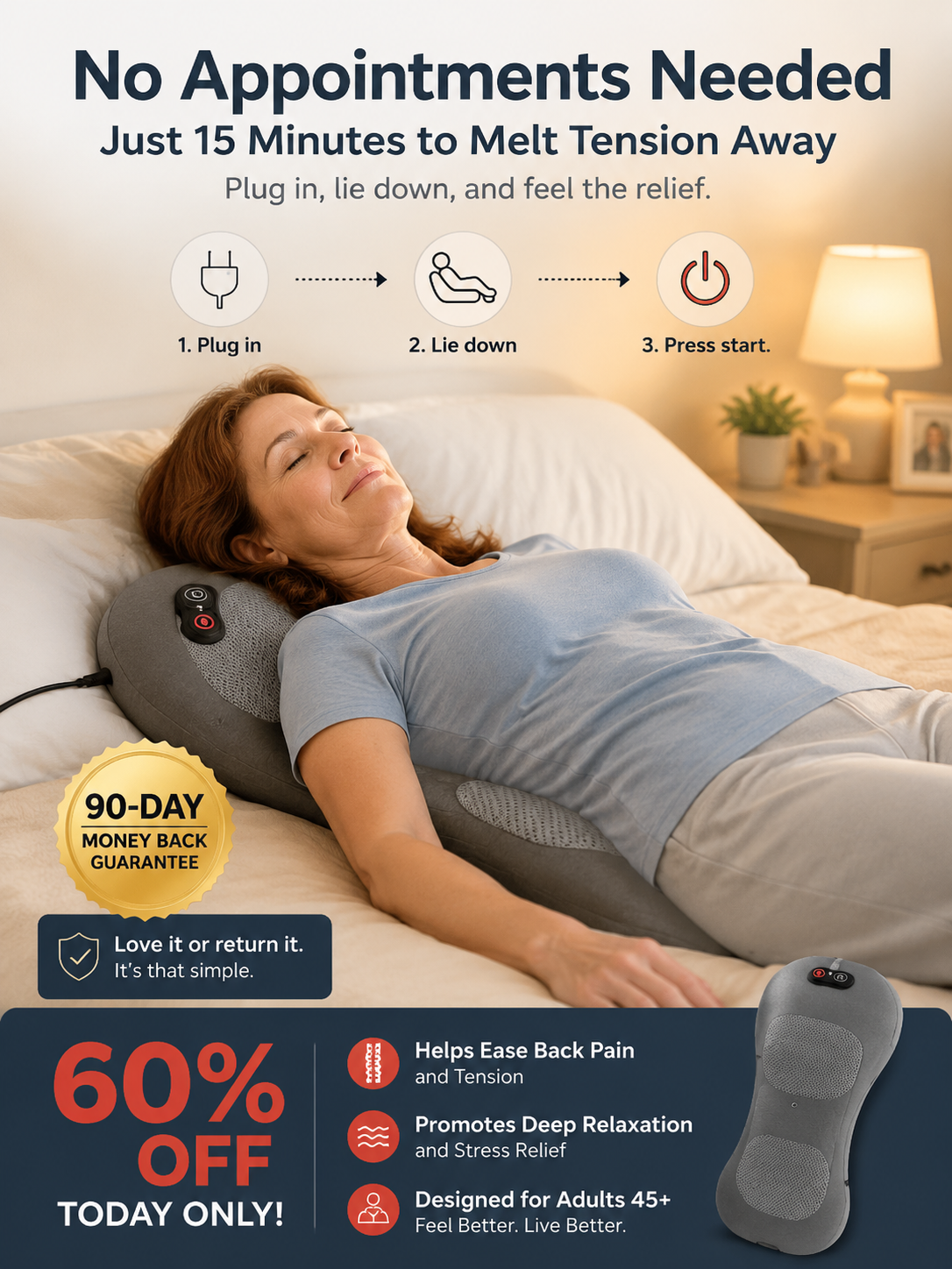 🔥Hot sale🔥60% OFF! Relieve pain with this ergonomically designed electric lumbar massage pillow - 3D kneading, heated support, suitable for office, car, and home use.