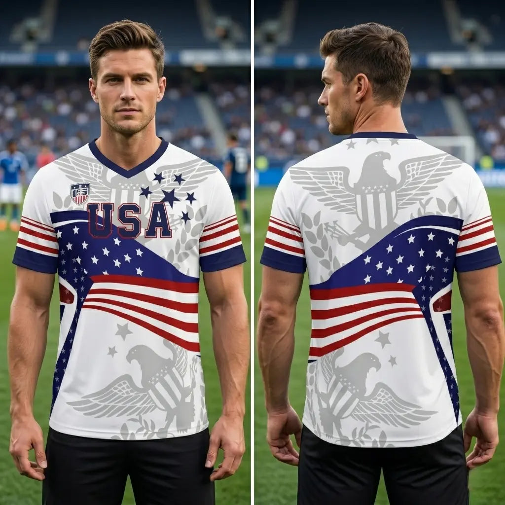 ⚽️V-Neck USA Bald Eagle Graphic Soccer Jersey, 2026 USA Fans Jersey, Gift for Soccer Fans, America Soccer Jersey for Player