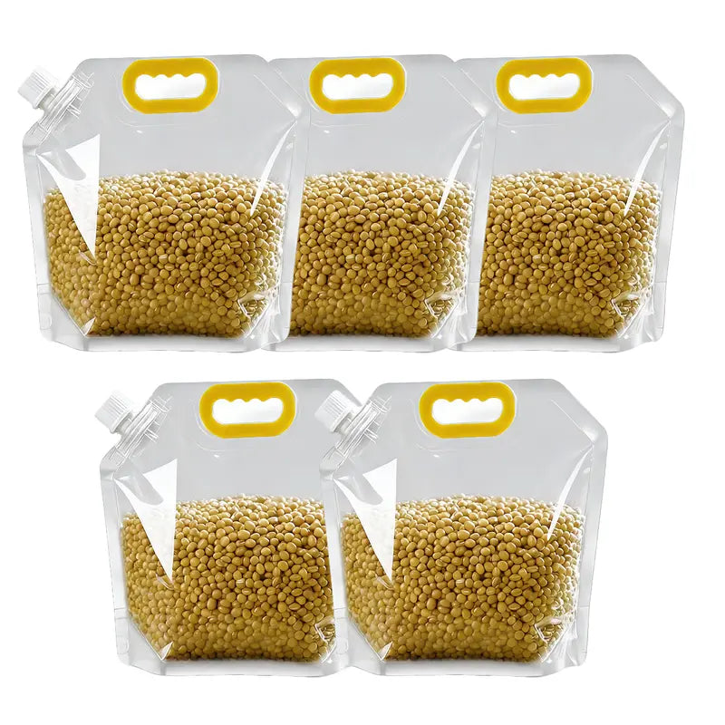 🔥5 Counts Reusable Food Sealed Bags, leak proof design, prevent liquid spillage