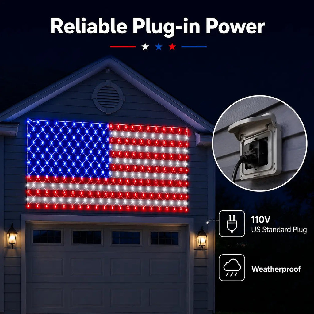 🔥Last Day: 49% OFF-Solar American Flag Net Lights